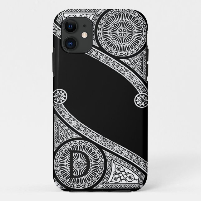 Capa Para iPhone 11 Monograma branco preto de ARQUITETO de RENASCIÂNCI (Verso)