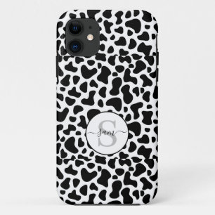 Capa Para iPhone 11 Monograma branco preto-vaca