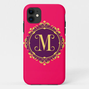 Capa Para iPhone 11 Monograma da Letra M Dourada Elegante