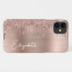 Capa Para iPhone 11 Monograma da rosa Dourada Glitter (Back Horizontal)