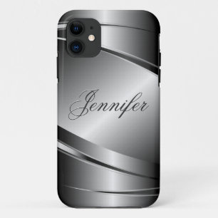 Capa Para iPhone 11 Monograma de aço inoxidável do olhar de Metalli