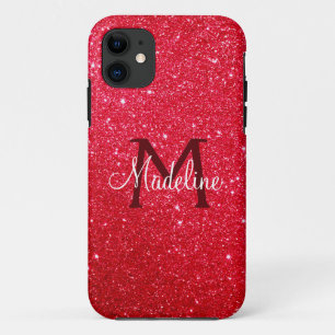 Capa Para iPhone 11 Monograma de Brilhante Vermelho Fiery