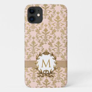 Capa Para iPhone 11 Monograma de brilho Dourado e elegante para o Dama