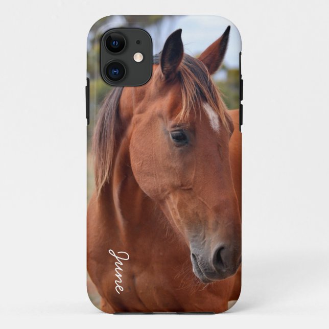 Capa Para iPhone 11 Monograma de Cavalos (Verso)