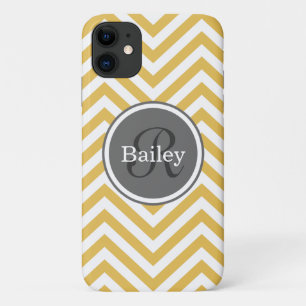 Capa Para iPhone 11 Monograma de Chevron Amarelo