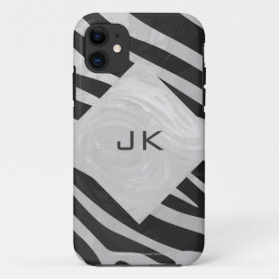 Capa Para iPhone 11 Monograma de Cinzas Negra Zebra e Leve