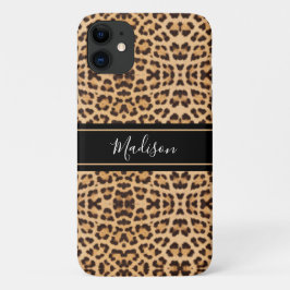 Capa Para iPhone 11 Monograma de Impressão Leopardo na moda Personaliz