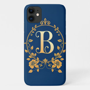 Capa Para iPhone 11 Monograma de Letra B Dourada Elegante