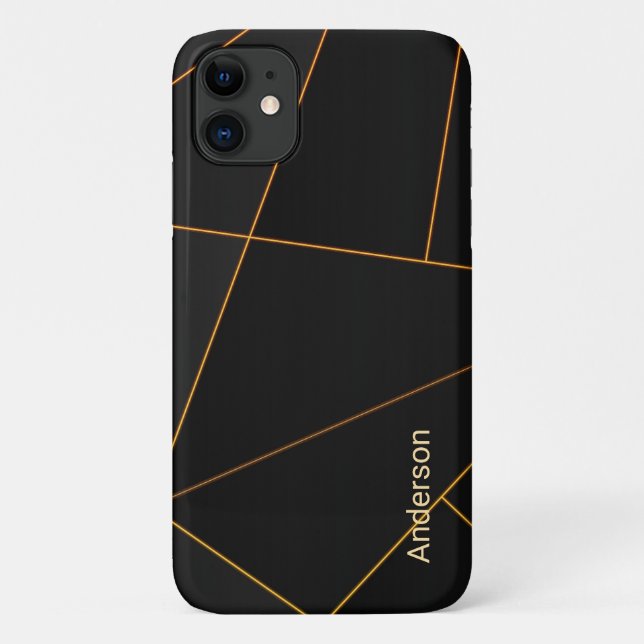 Capa Para iPhone 11 Monograma de Linha Retro Moderno Elegante (Verso)