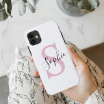 Capa Para iPhone 11 Monograma de Nome Personalizado Moderno - Rosa<br><div class="desc">Monograma de Nome Personalizado Moderno - Rosa</div>