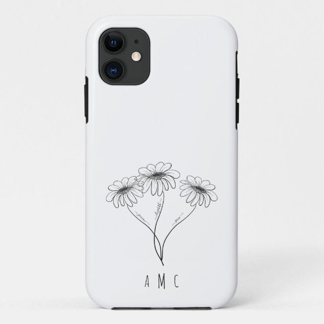 Capa Para iPhone 11 Monograma de Nomes de Crianças Personalizados da Á (Verso)