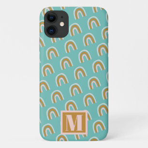 Capa Para iPhone 11 Monograma de Padrão Arco-íris