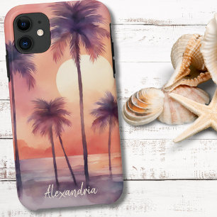 Capa Para iPhone 11 Monograma de Palmas Tropicais