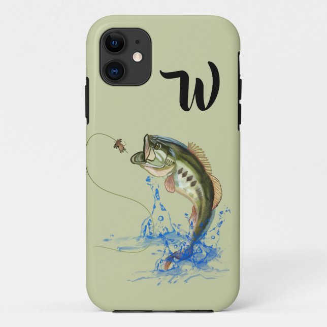 Capa Para iPhone 11 Monograma de Peixes de Baixo Grande (Verso)