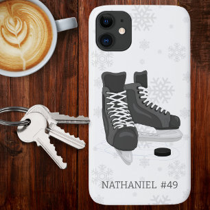 Capa Para iPhone 11 Monograma de Skates de hóquei