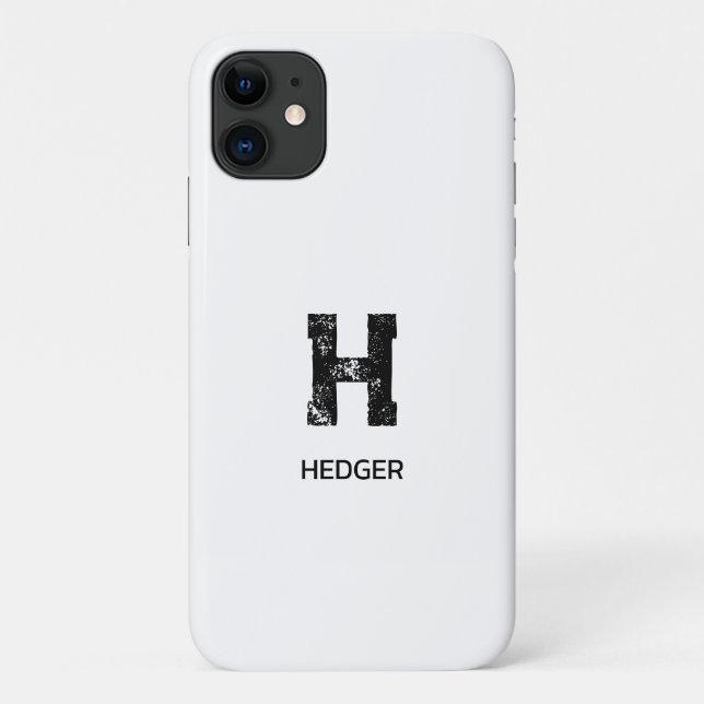 CAPA PARA iPhone 11 MONOGRAMA DE UMA LETRA PRETO MINIMALISTA NOME BRAN (Verso)