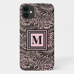 Capa Para iPhone 11 Monograma do padrão de folhagem Botânica, cor-de-r