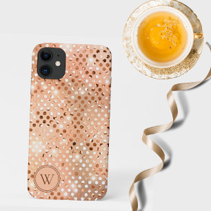 Capa Para iPhone 11 Monograma do Shimmer Peach e Dourado