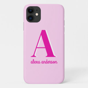 Capa Para iPhone 11 Monograma Dolly Retro Rosa Quente