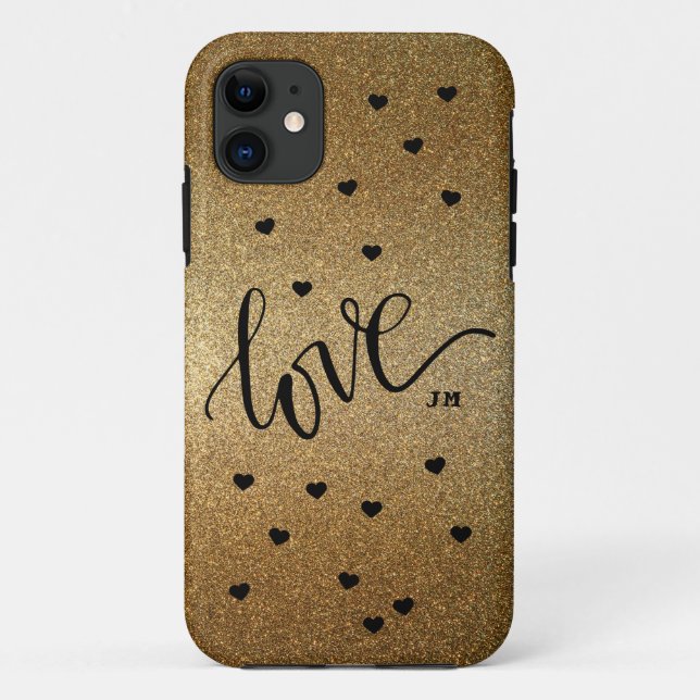 Capa Para iPhone 11 Monograma Dourado com amor (Verso)