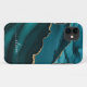 Capa Para iPhone 11 Monograma Dourado de Geodo Azul Aqua Azul (Back (Horizontal))