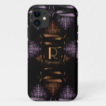 Monograma Dourado e Roxo Elegante moderno