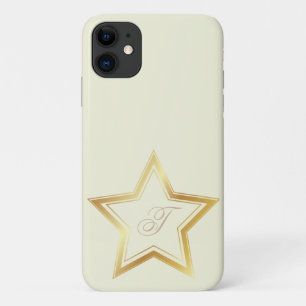 Capa Para iPhone 11 Monograma Dourado Mínimo de Beige Moderno