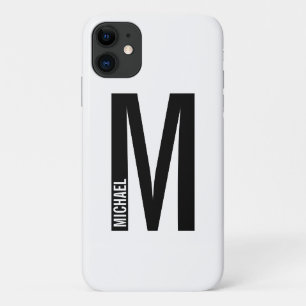 Capa Para iPhone 11 Monograma e Nome Moderno Personalizado em Negrito