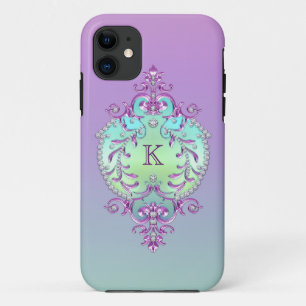 Capa Para iPhone 11 Monograma elegante, ornamentado dos diamantes