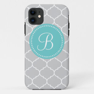 Capa Para iPhone 11 Monograma feito sob encomenda de Quatrefoil nas