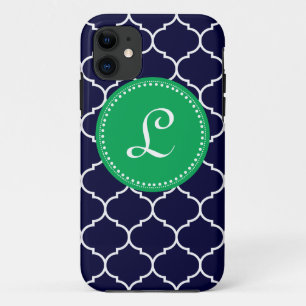 Capa Para iPhone 11 Monograma feito sob encomenda de Quatrefoil no