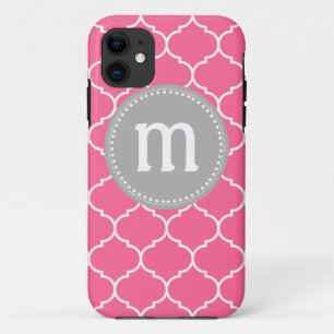 Capa Para iPhone 11 Monograma feito sob encomenda de Quatrefoil no