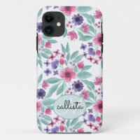Monograma Floral com Cor de Letra Púrpura Rosa Gir