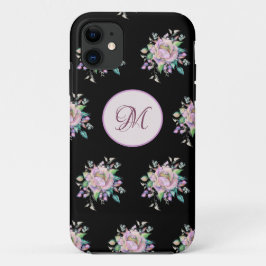 Capa Para iPhone 11 Monograma Floral de Cor Flórida Moderna, Elegante