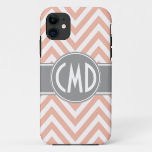 CAPA PARA iPhone 11 MONOGRAMA INICIA ORANGE CHEVRON