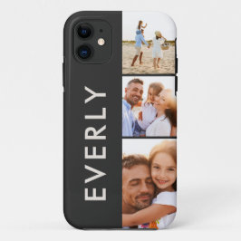 Capa Para iPhone 11 Monograma inicial de creme de colagem de fotos mod