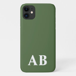 Capa Para iPhone 11 Monograma Inicial Minimalista Moderno Verde