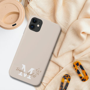 Capa Para iPhone 11 Monograma Inicial Mínimo Moderno de Beige - Mães