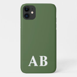 Capa Para iPhone 11 Monograma inicial mínimo verde