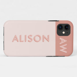 Capa Para iPhone 11 Monograma inicial retrô e nome personalizar modern
