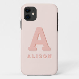 Capa Para iPhone 11 Monograma inicial retrô e nome personalizar modern