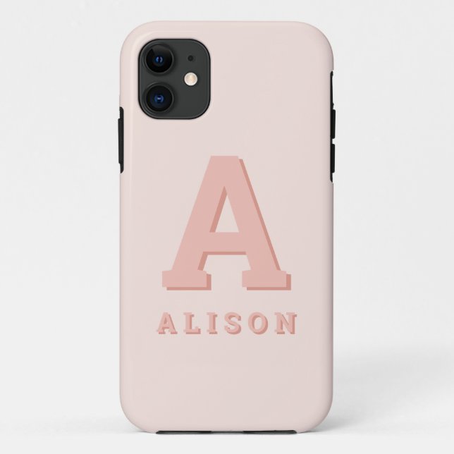 Capa Para iPhone 11 Monograma inicial retrô e nome personalizar modern (Verso)