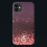 Capa Para iPhone 11 Monograma Legal de Glitter Bokeh Elegante<br><div class="desc">Boca de ouro rosa elegante. Ideia romântica perfeita para ela em qualquer ocasião. Selecione o botão de fantasia para alterar o estilo,  a cor e o tamanho da fonte.</div>