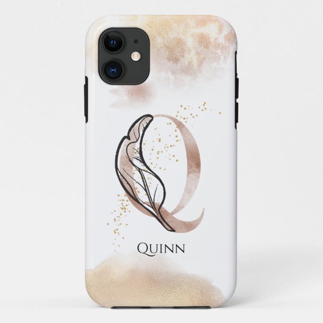 Capa Para iPhone 11 Monograma - Letra Moderna Inicial Q Boho Personali (Verso)