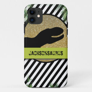 Capa Para iPhone 11 Monograma listrado de dinossauro