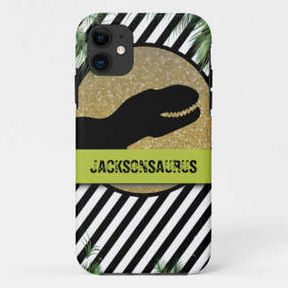Capa Para iPhone 11 Monograma listrado de dinossauro