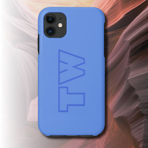 Capa Para iPhone 11 Monograma Minimalista de Cor Sólida Cornflower Blu