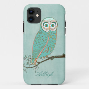 Capa Para iPhone 11 Monograma moderno abstrato feminino da coruja do
