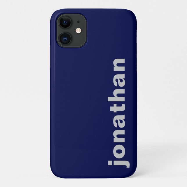 Capa Para iPhone 11 Monograma Moderno Azul Marinho (Verso)
