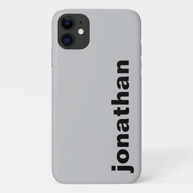 Capa Para iPhone 11 Monograma Moderno Cinza (Verso)